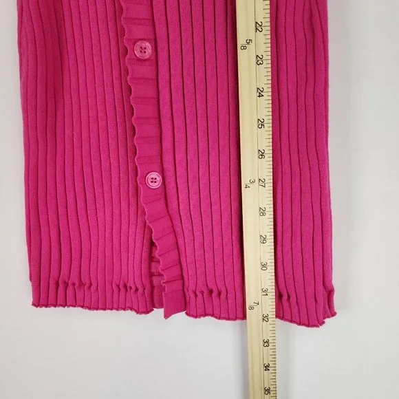 Endless Rose Dress Womens Small Pink Rulffe V Neck Ribbed Button Down Knit Mini - Picture 5 of 11